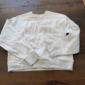 NCAA Gray Michigan Wolverines Women’s cropped fleece crew pullover